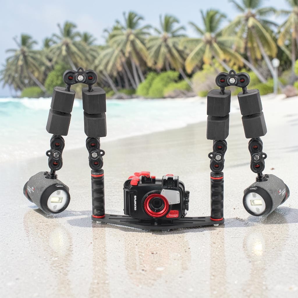 Pletina para Carcasas Submarinas con Doble Puño Bola 25 mm Brazos y con Kit Terminación YS FLEX-ARM ST20216