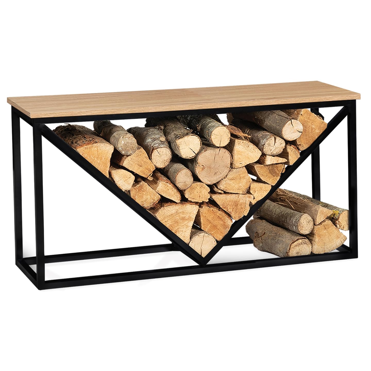 IDMarket - Portatroncos Horizontal Detroit acero negro diseño industrial para chimenea