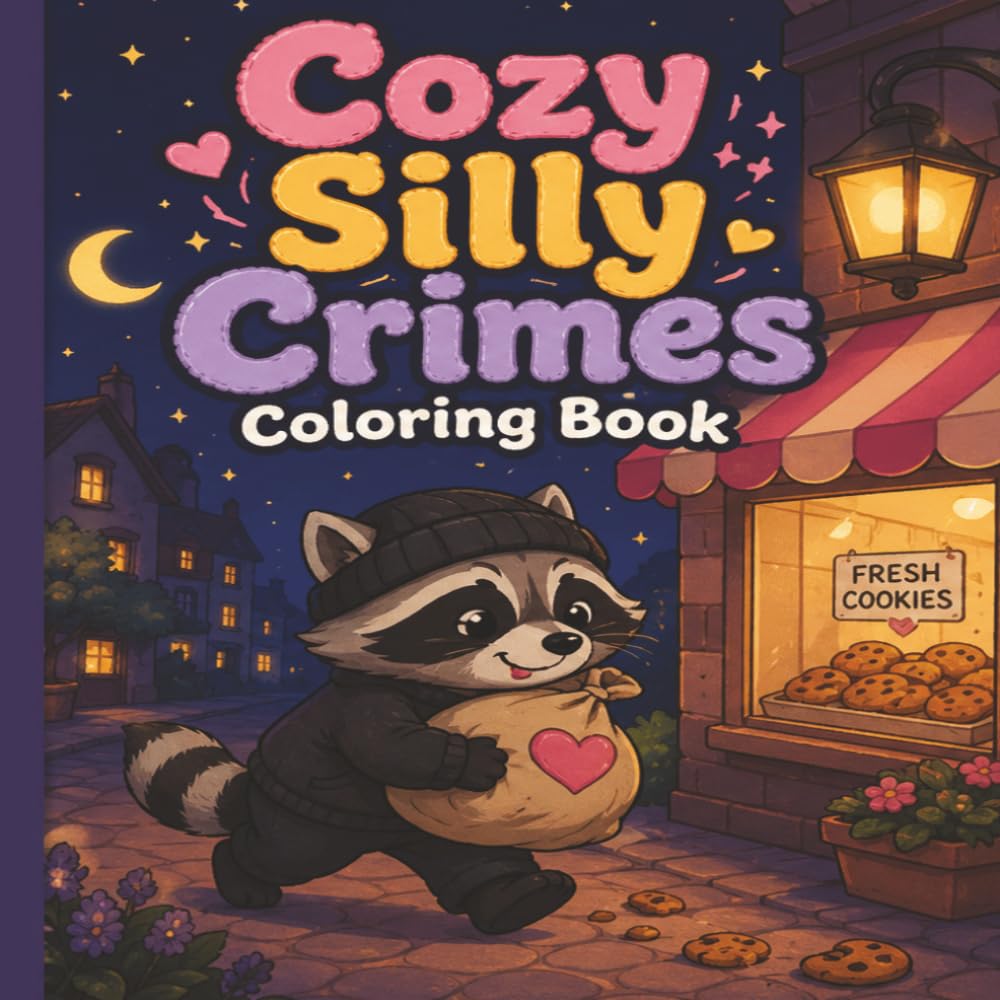 Cozy Silly Crimes Coloring Book: Cute Mischief Scenes with Adorable Animals for Relaxation, Stress Relief, and Creative Fun
