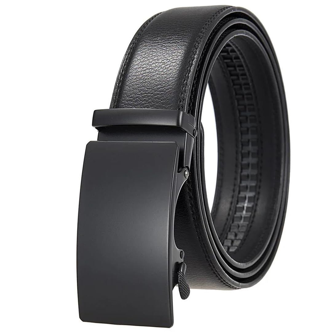 Yeuyyben Cinturón de piel sintética para hombre con hebilla automática de aleación, cinturón casual de negocios