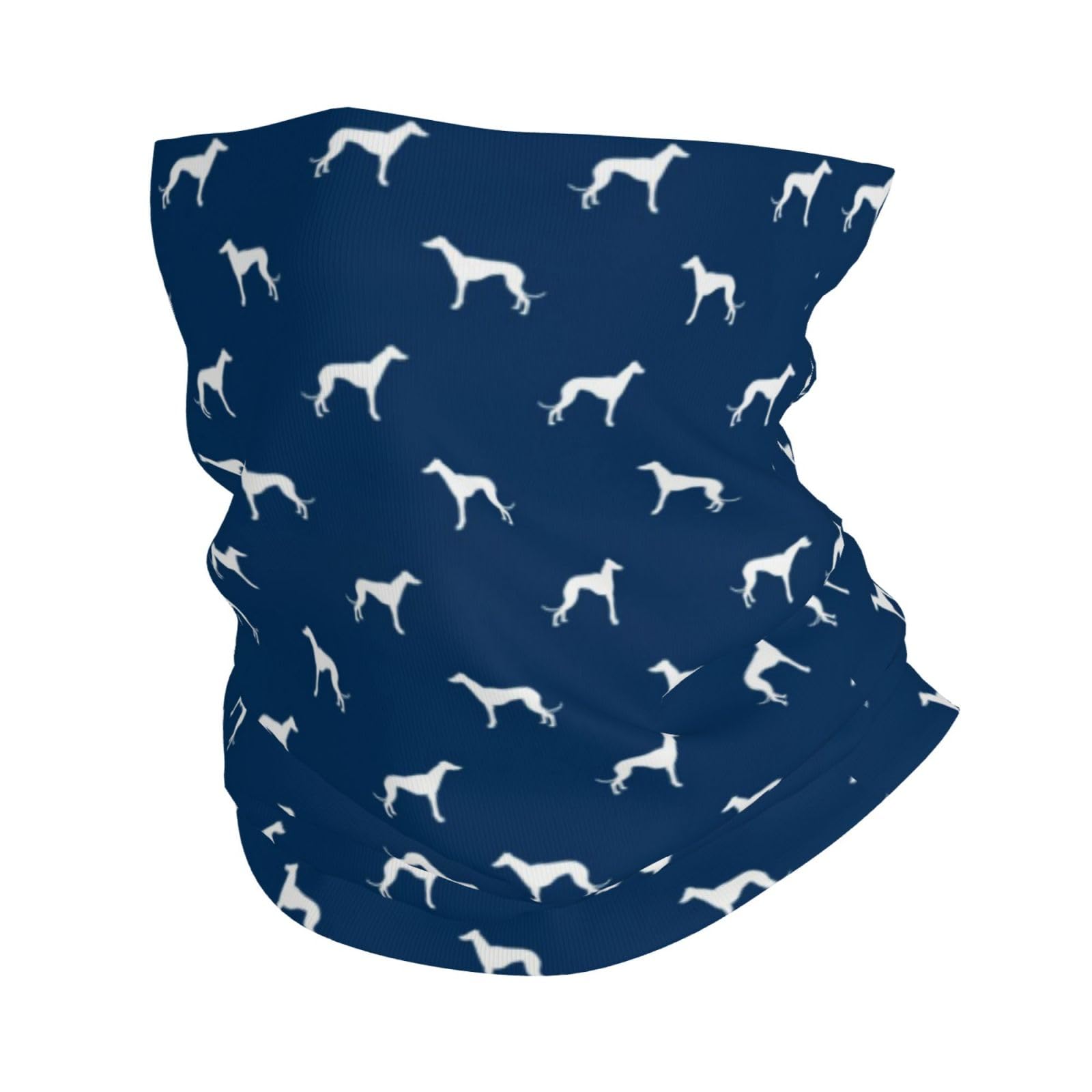 Navy Blue Greyhound Dog Silhouette,Bandana Neck Gaiters Multifunctional Headwear Scarf Face Shield Headband Neck Warmer Tube