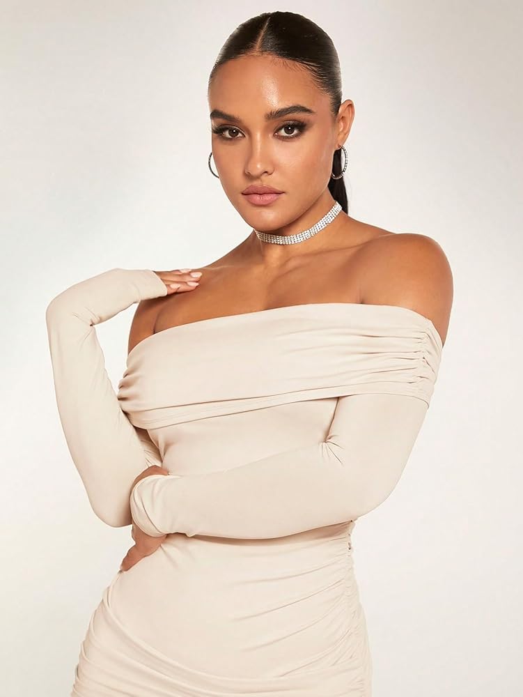 Amazon.com: Women's Dresses Off Shoulder Ruched Bodycon