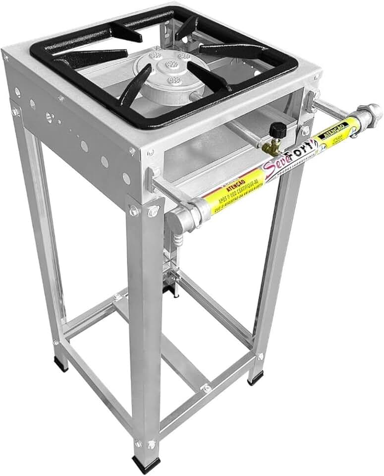 Fogão Industrial 1 Boca, Alta Pressão, Inox, Queimador Caulim 125mm