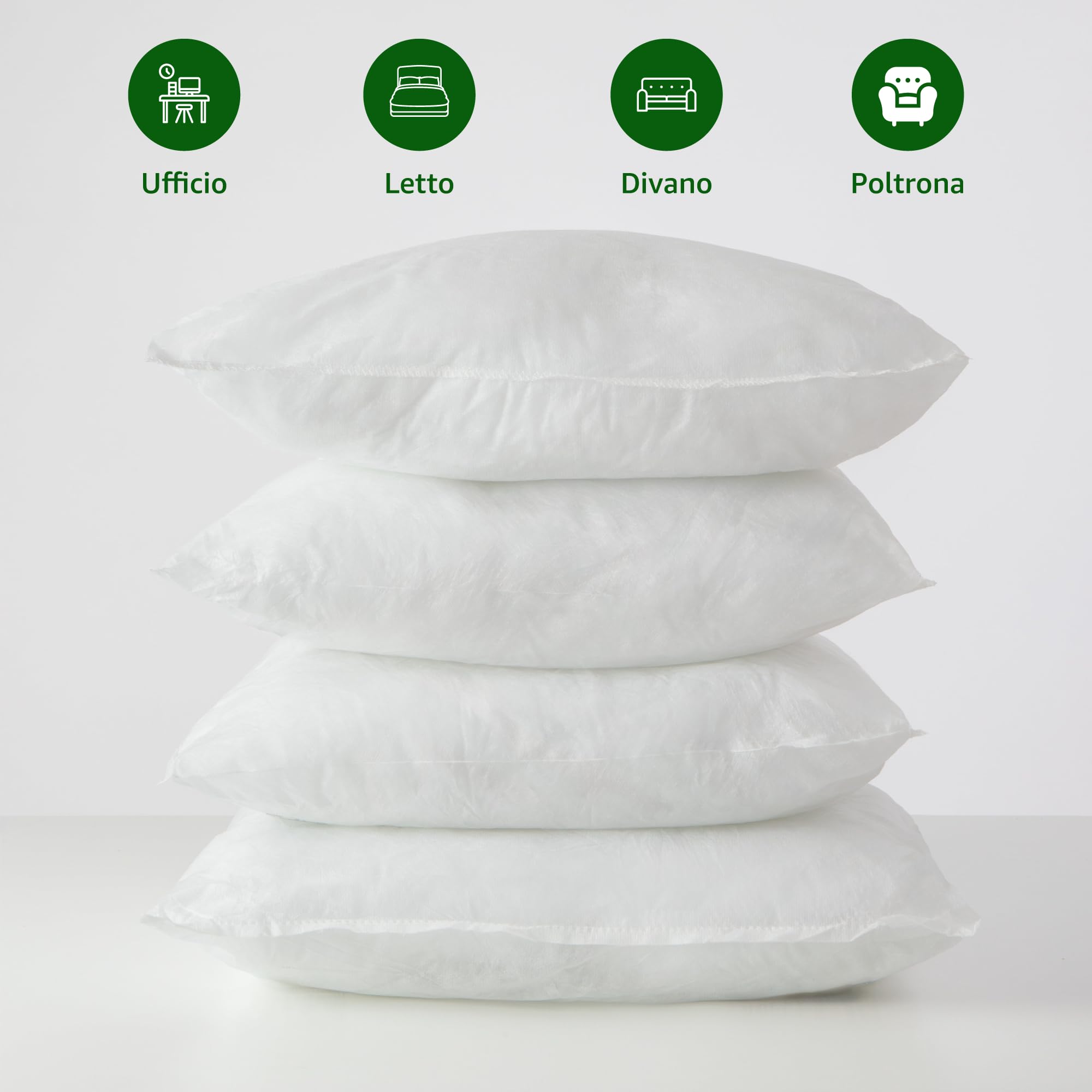 AL PRODUCTION Imbottitura per Cuscini 40x40 cm in Fibra Vergine, Soffice, Traspirante e Confortevole per Divano, Letto, Poltrona e Ufficio (4 Unità)