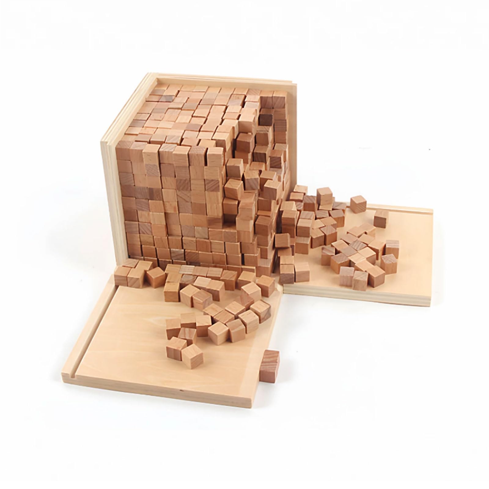 Set di Cubi in Legno Montessori Potere del 2, Blocchi da Costruzione del Cubo Binomiale 3D, Giocattolo Educativo di Matematica e Sensoriale per la Scuola Materna