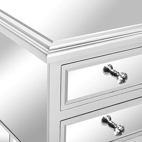 Miniatura 6 de Bonnlo Mesa de tocador con espejo con 5 cajones, mesa consola plateada para entrada, mesa de sofá moderna, color plateado