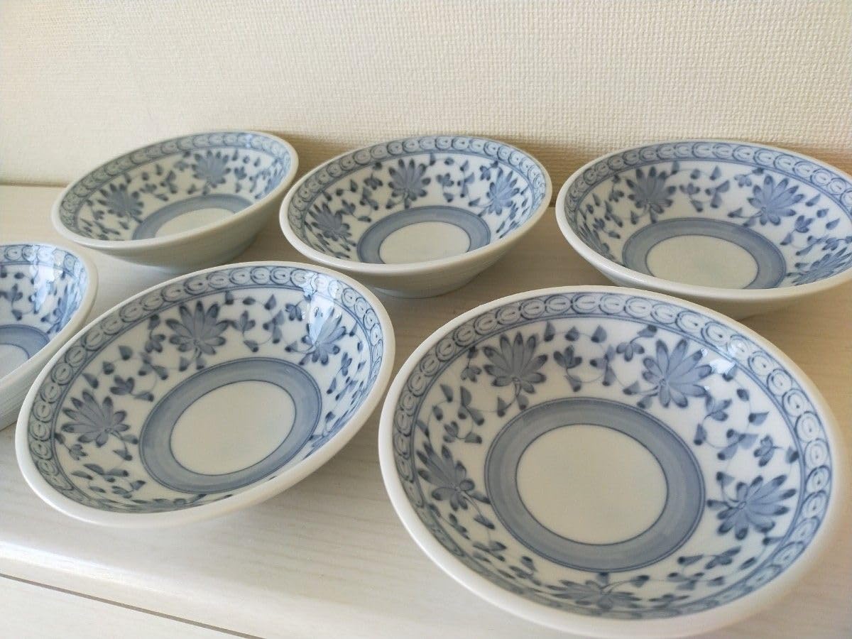 Amazon.co.jp: 有田焼 陶器 小鉢 和食器 6個 水色 大黒正宗 花柄