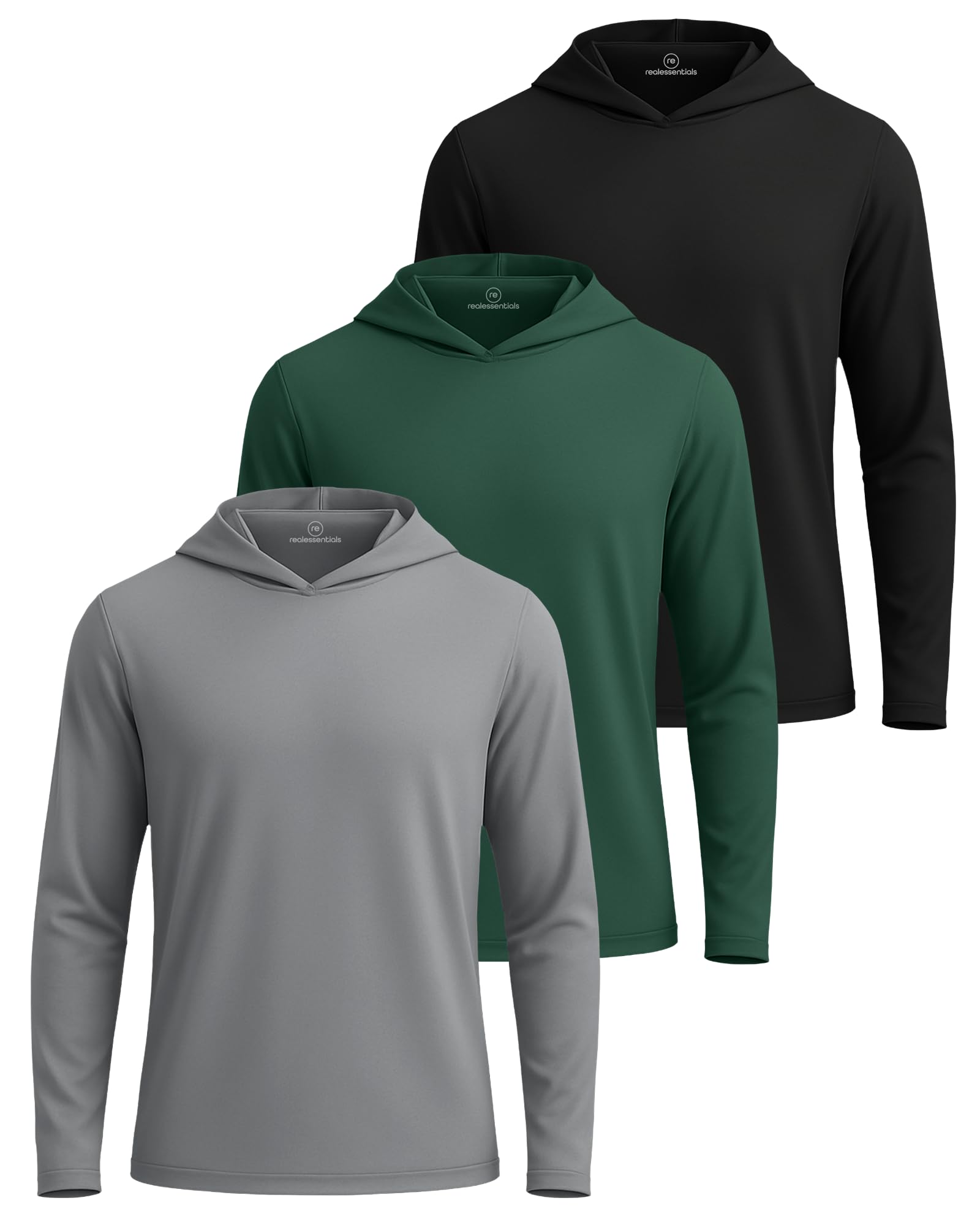 3 Pack Mens Dry Fit Pullover Hoodie Sun Sweatshirts Athletic Gym Workout