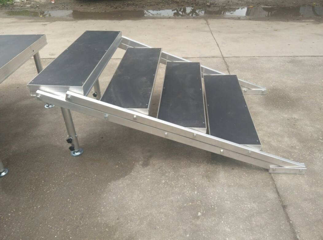 Escalera para Escenario Reforzada Antideslizante para Módulo de Escenario de 200 x 100 cm con Altura Regulable. Tarima para Eventos Profesional con Patas.