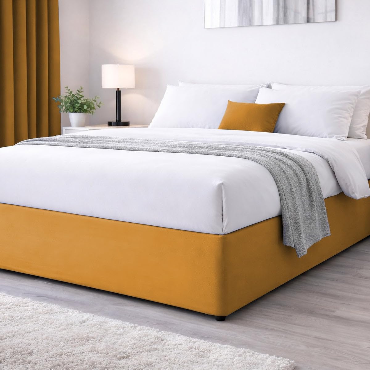 John Aird Elasticated Bed Valance Divan Base Cover Skirt (Ochre, Double) โ image 1