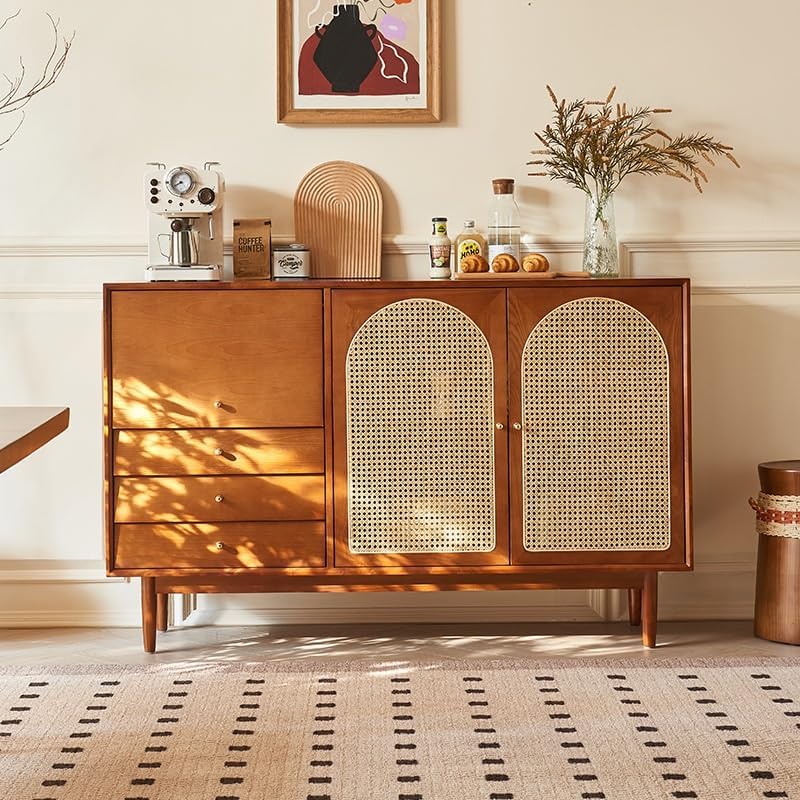 ラタンチェスト キャビネット 籐家具 収納 レトロ ビンテージ4段 強化