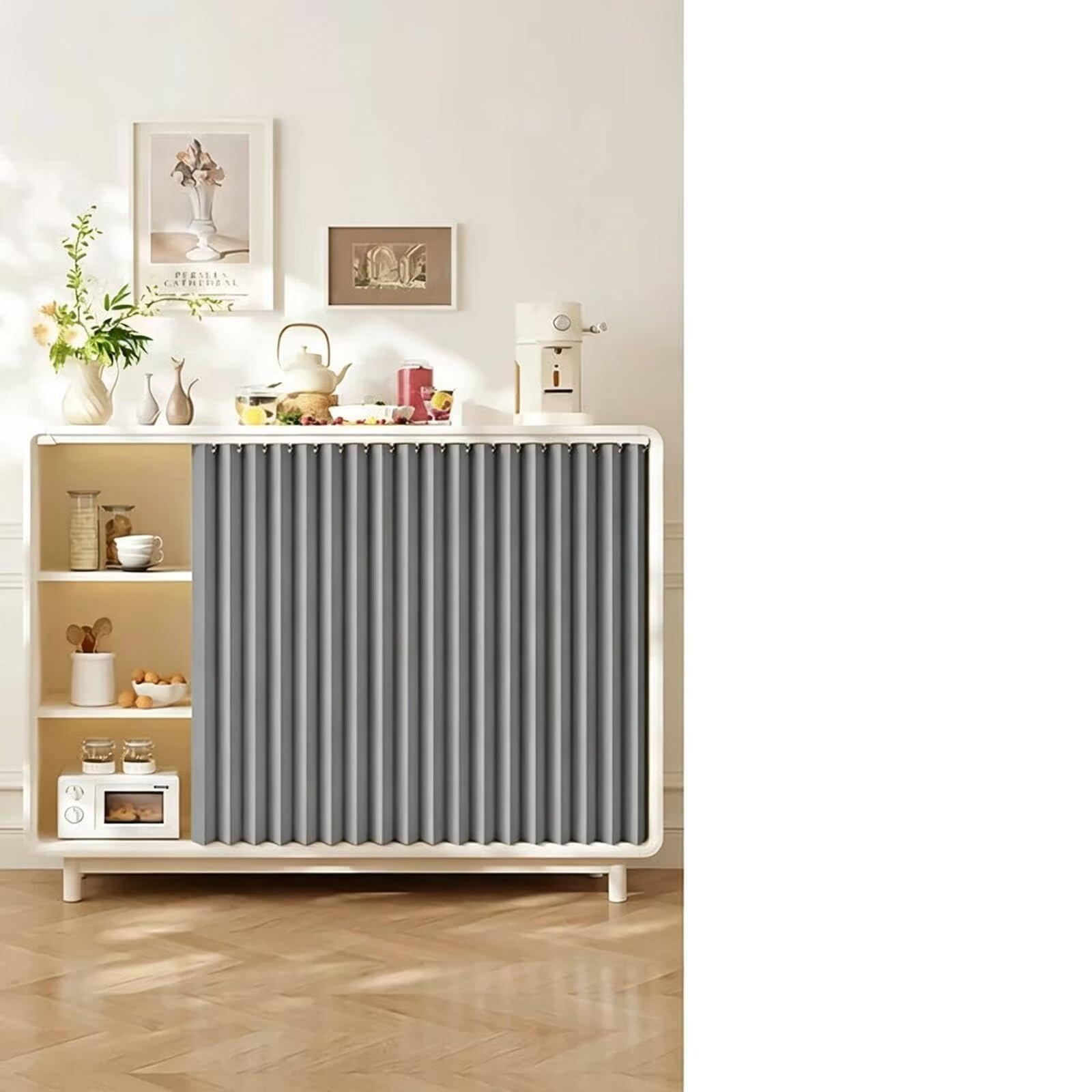 Wohnmobil Vorhang,Schiebevorhang für Schränke,staubdicht W80 x H160cm Grau