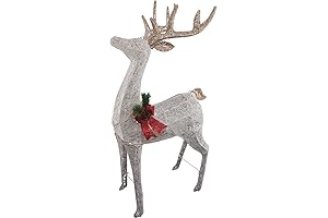 Alpine Corporation 50'' H Mesh Holiday Giant Reindeer Lawn Decoration with Cool White Lights