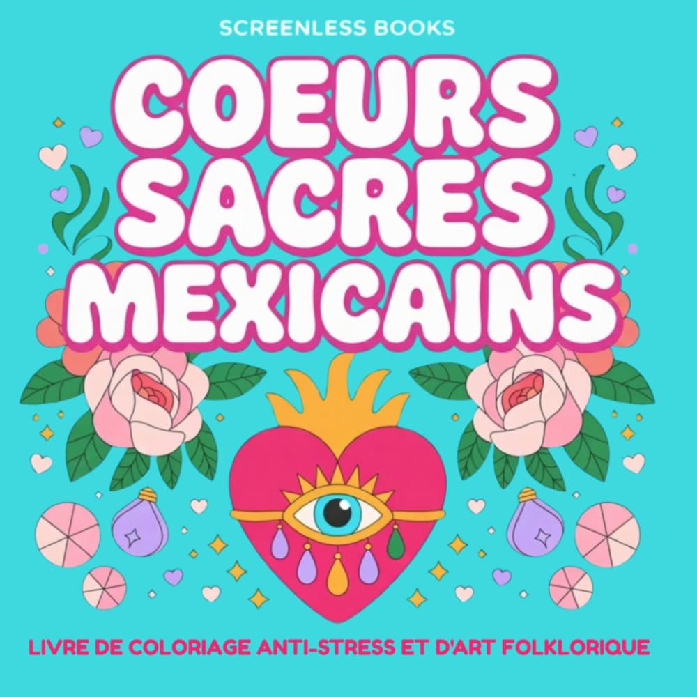 Cœurs sacrés mexicains: Coloriage anti-stress pour femmes actives et art thérapie zen