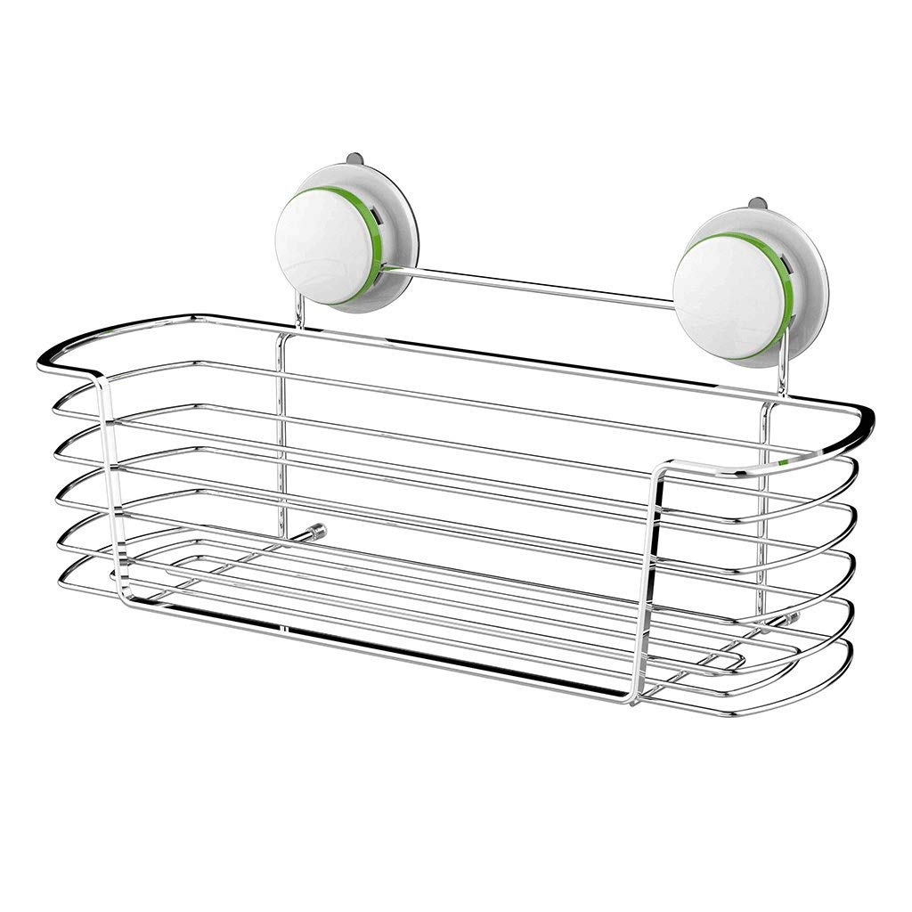 ZJHFFFG Adhesive Bathroom Shelf Organizer Shower Caddy Kitchen Storage Rack Wall Mounted No Drilling Stainless Steel