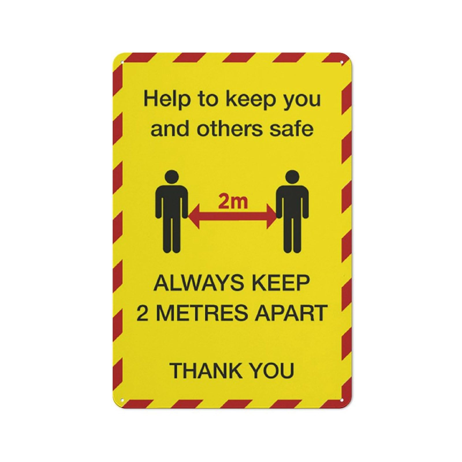Sd098 Keep 2M Apart Sign For Business 8""X12"" Rust Free Aluminum Uv Printed,4 Pre-Drilled Holes.Durable/Weatherproof