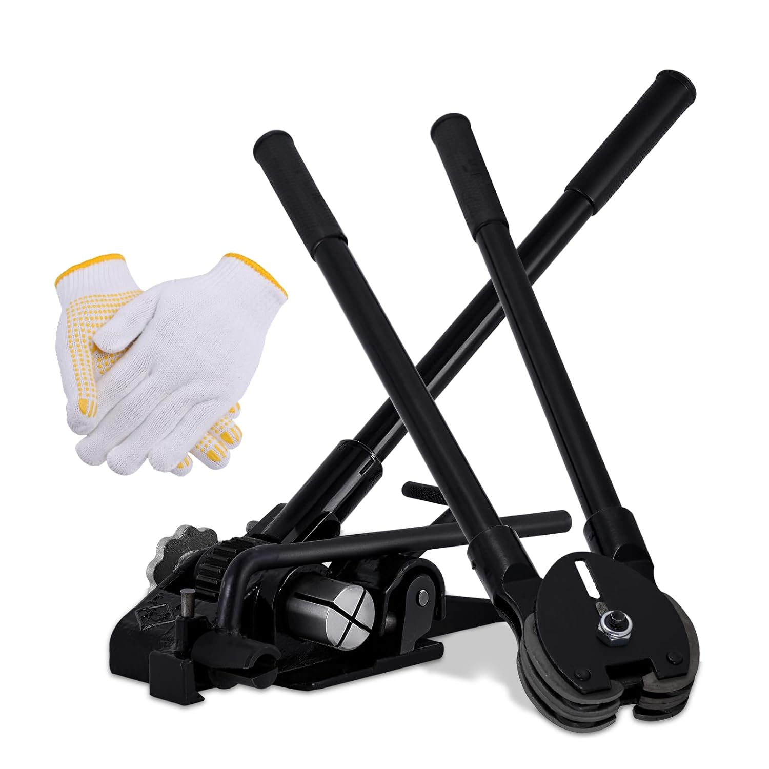JIAWANSHUN Premium Steel Banding Strapping Kit,Heavy Duty Steel Strapping Tool for 3/8" to 3/4" Tensioner, Cutter & Sealer,Simple Operation for Pallet Bundling, Pipe Securement & Warehouse Packaging 3/4 inch