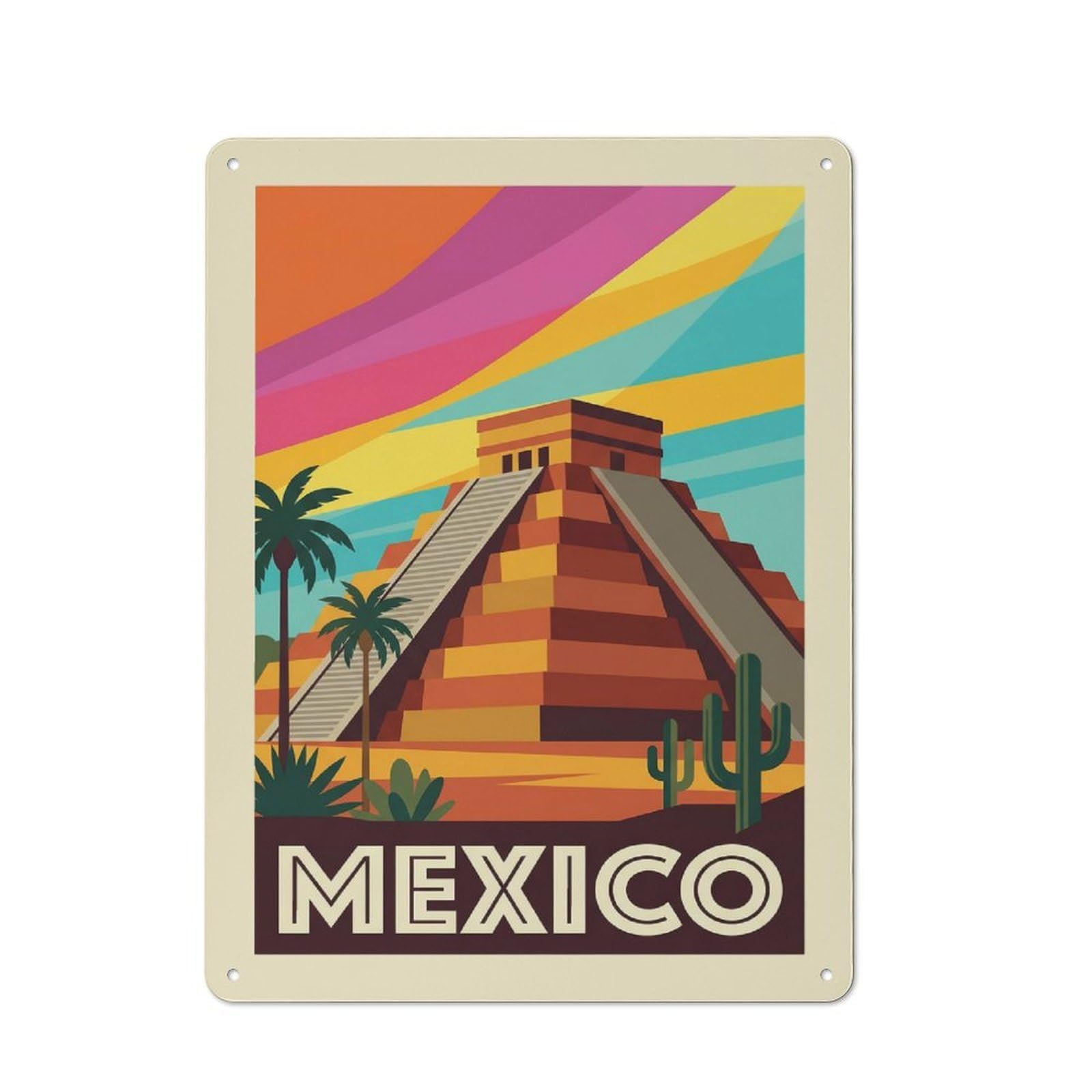 Junmoney Style Casual Mexico Travel Shed Metal Sign 40X30cm, Utility Space Decor For Shed, Garden Room, Porch Or Garage