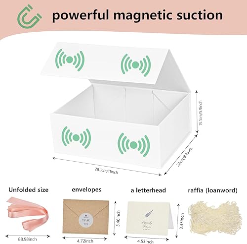 Miniatura 3 de Cajas de regalo con tapas, caja de regalo negra de 11 x 4.3 x 8.6 pulgadas con cinta, caja de regalo magnética con relleno, cajas de regalo