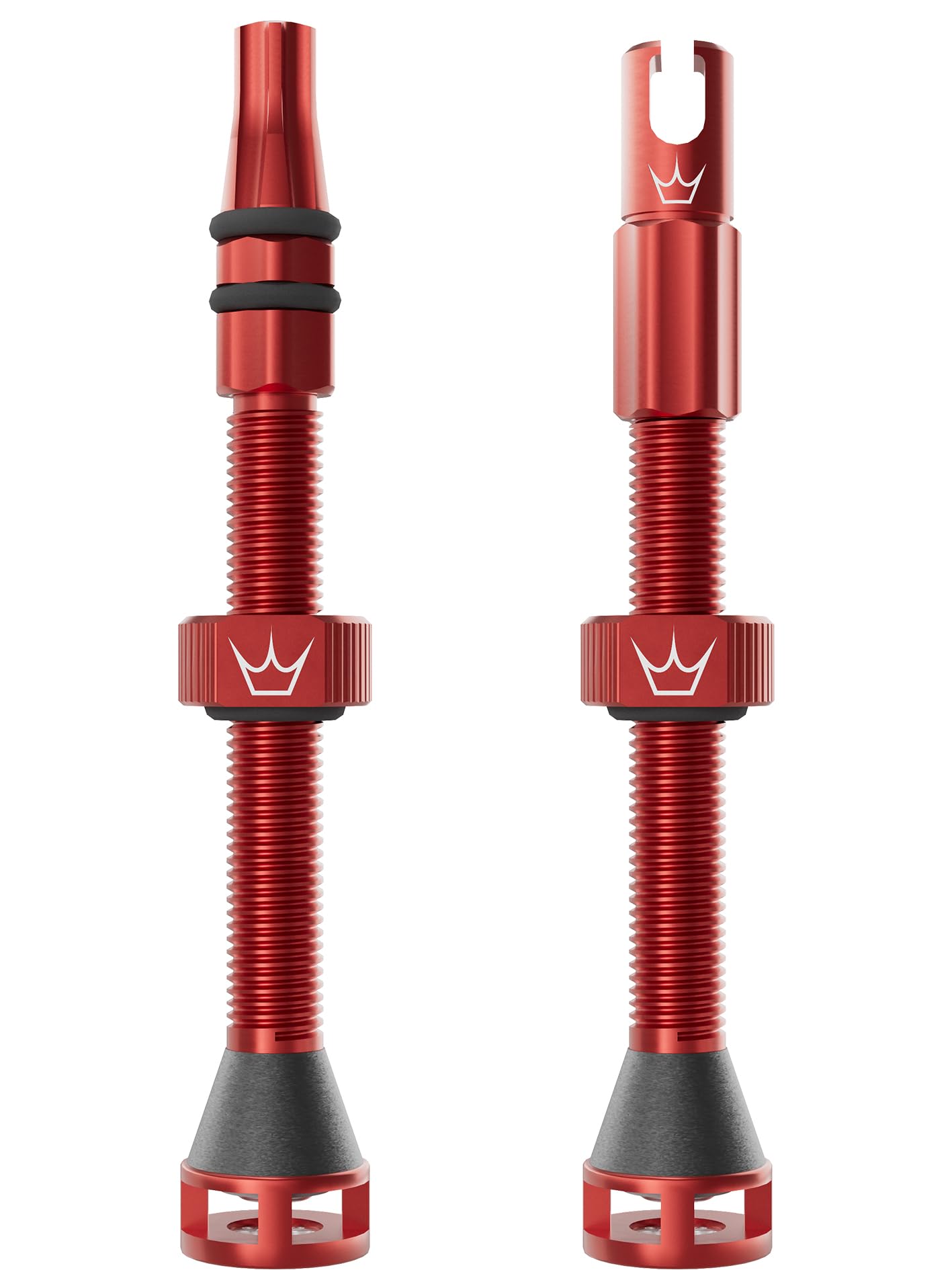 Peaty's Holeshot Fast Flow Tubeless Valves - High Airflow Anti Sealant Clog Design, Fast Tyre Setup, Fully Serviceable 7075 Aluminium, Bike Tyre Valves Compatible with MTB Rim Inserts, 60mm Red