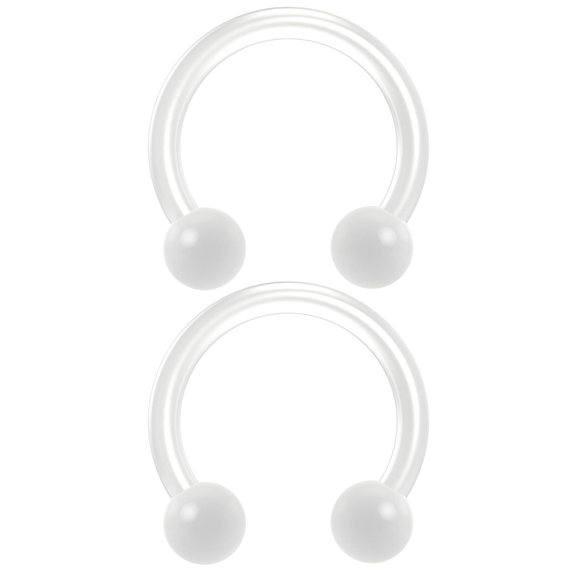 Bling Piercing2pc 16g Flexible Bioflex Circular Barbell Horseshoe Septum Ring Bioplast Piercing Ball 8mm