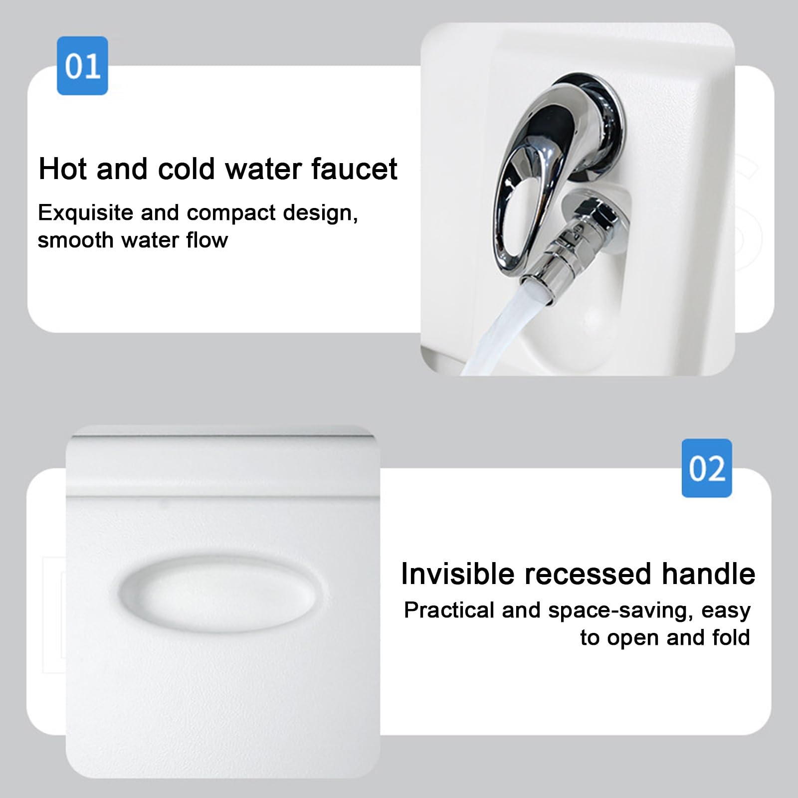 Fregadero Camping, Fregadero de Cocina de Acrílico, Plegable, de Montaje en Pared, Grifo, 45x60,5x35,2 cm, para Bares, Baños, Autocaravanas, Barcos