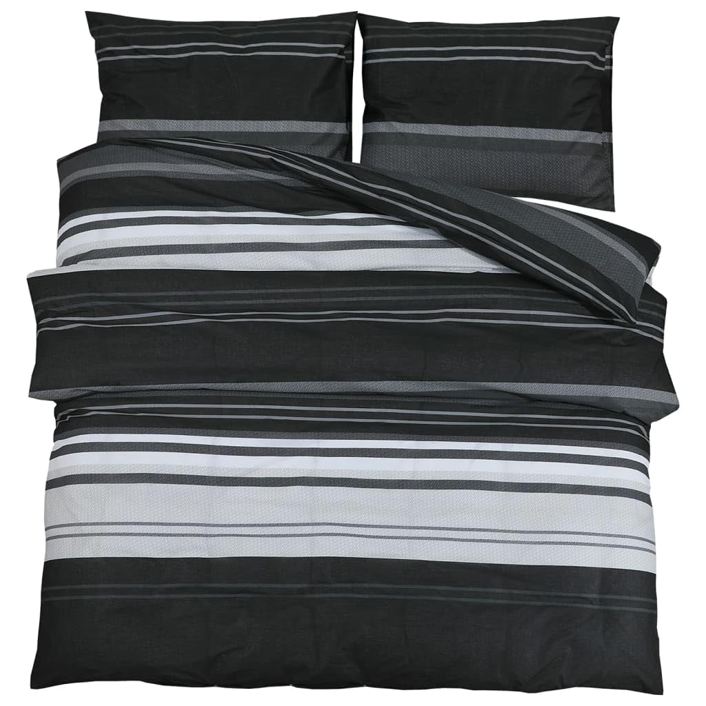 vidaXL Duvet Cover Set, Duvet Bedding Set for Bedroom, Slipcover with Button Closures, Pillowcase Bedspreads, Black and White 155x220 cm Cotton