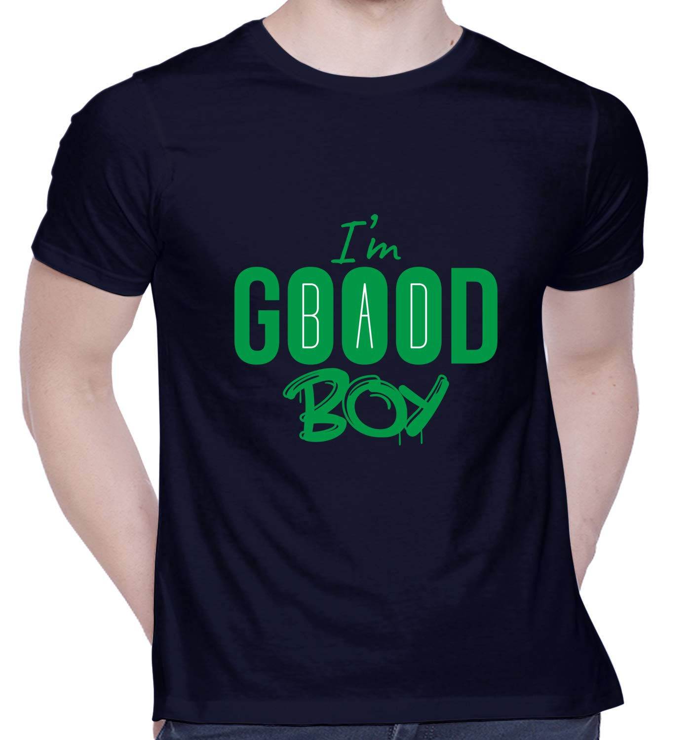 CreativiT Graphic Printed T-Shirt for Unisex I am good bad boy Tshirt | Casual Half Sleeve Round Neck T-Shirt | 100% Cotton | D00609-400
