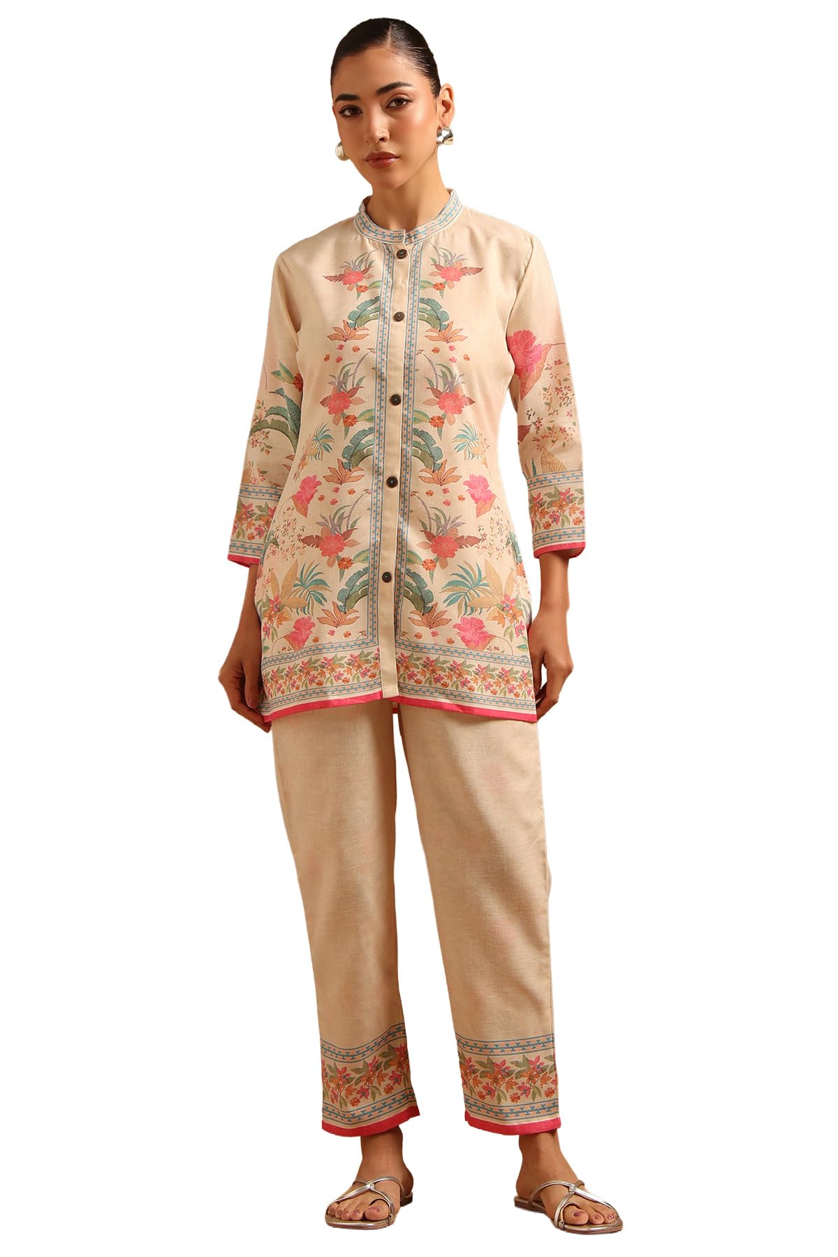 soch Womens Linen Blend Digital Print Botanical Co-Ords Set-picture-26