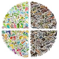 200PCS Dinosaur Stickers, 100pcs Cute Cartoon Dinosaur + 100pcs Jurassic Dino Waterproof Vinyl Decals for Waterbottle Laptop Phones Luggage Scrapbook Skateboard for Dino Lovers Stickers Lovers