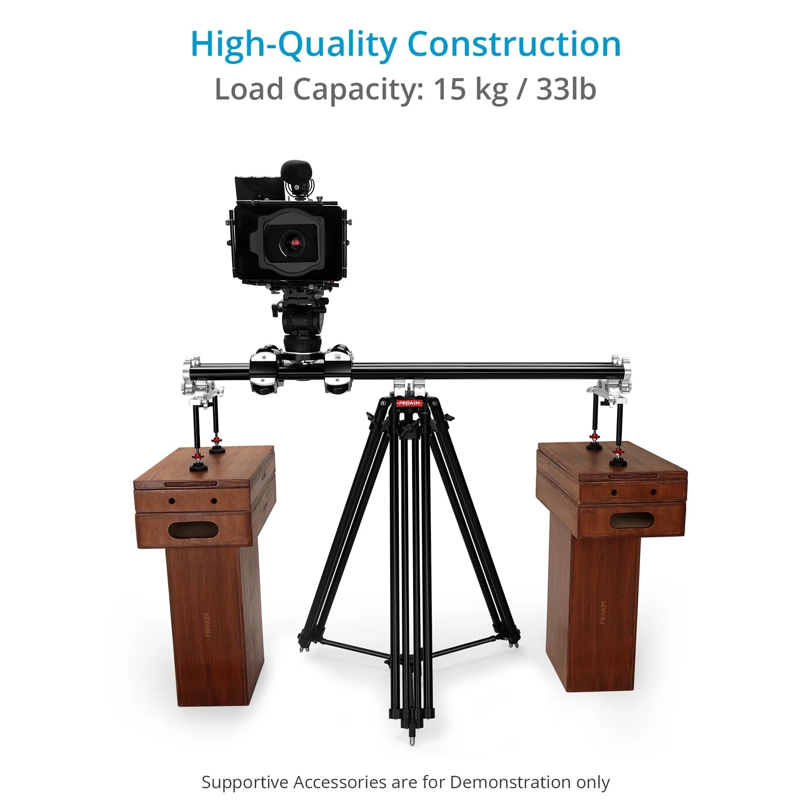 Proaim Rail caméra 8 ft : Charge 15 kg, Montage Bol 100 mm | Rail caméra Proaim 8 ft : charge 15 kg, montage bol 100 mm, mouvements fluides et stabilité pro