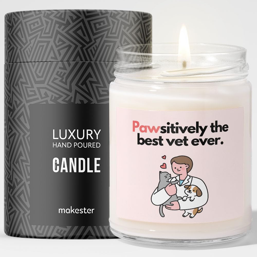 Veterinarian Gifts - Luxury Soy Wax Candle - Vanilla, Jasmine, Sugared Almond - Makester — image 1