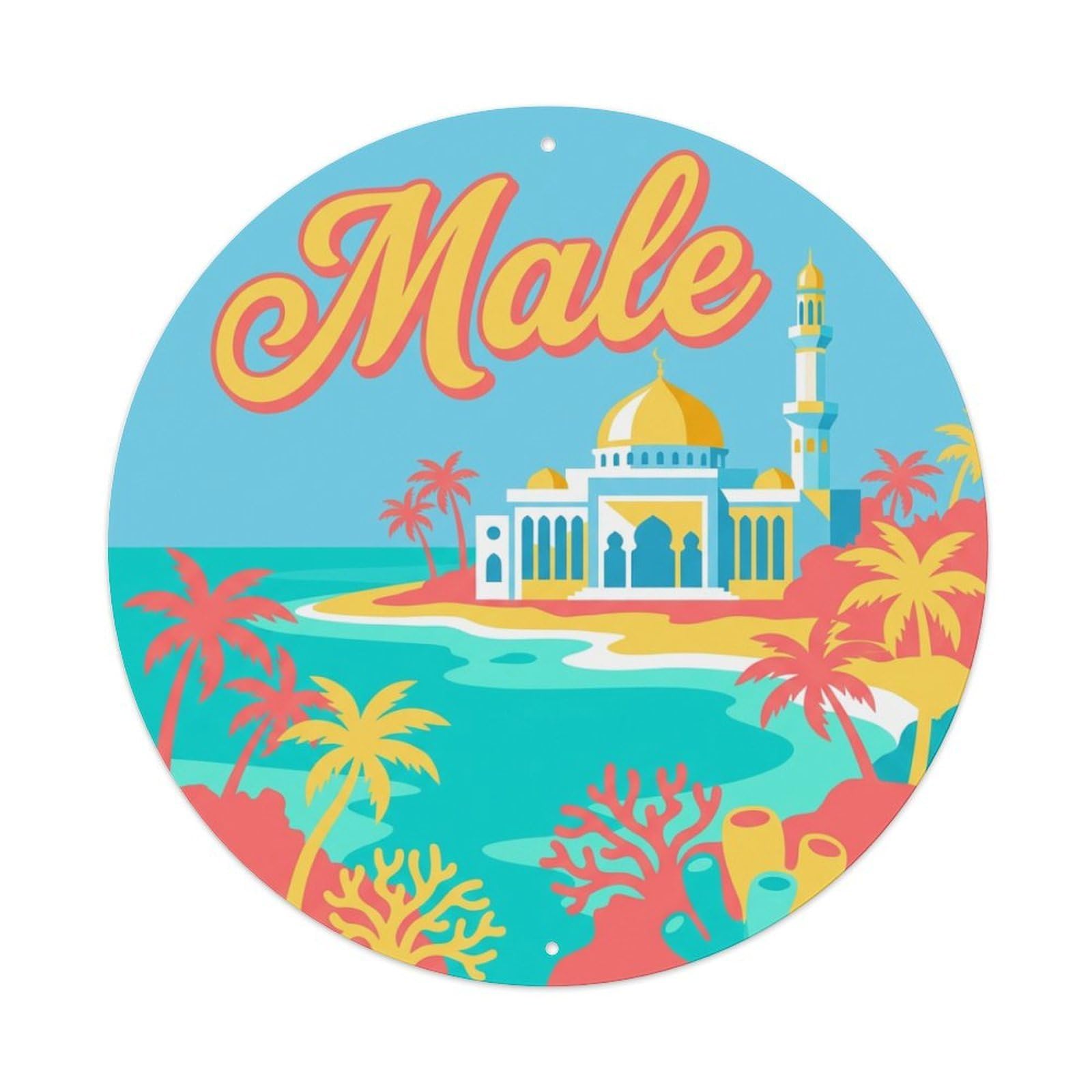 Vintage Travel Maldives Male Metal Tin Sign