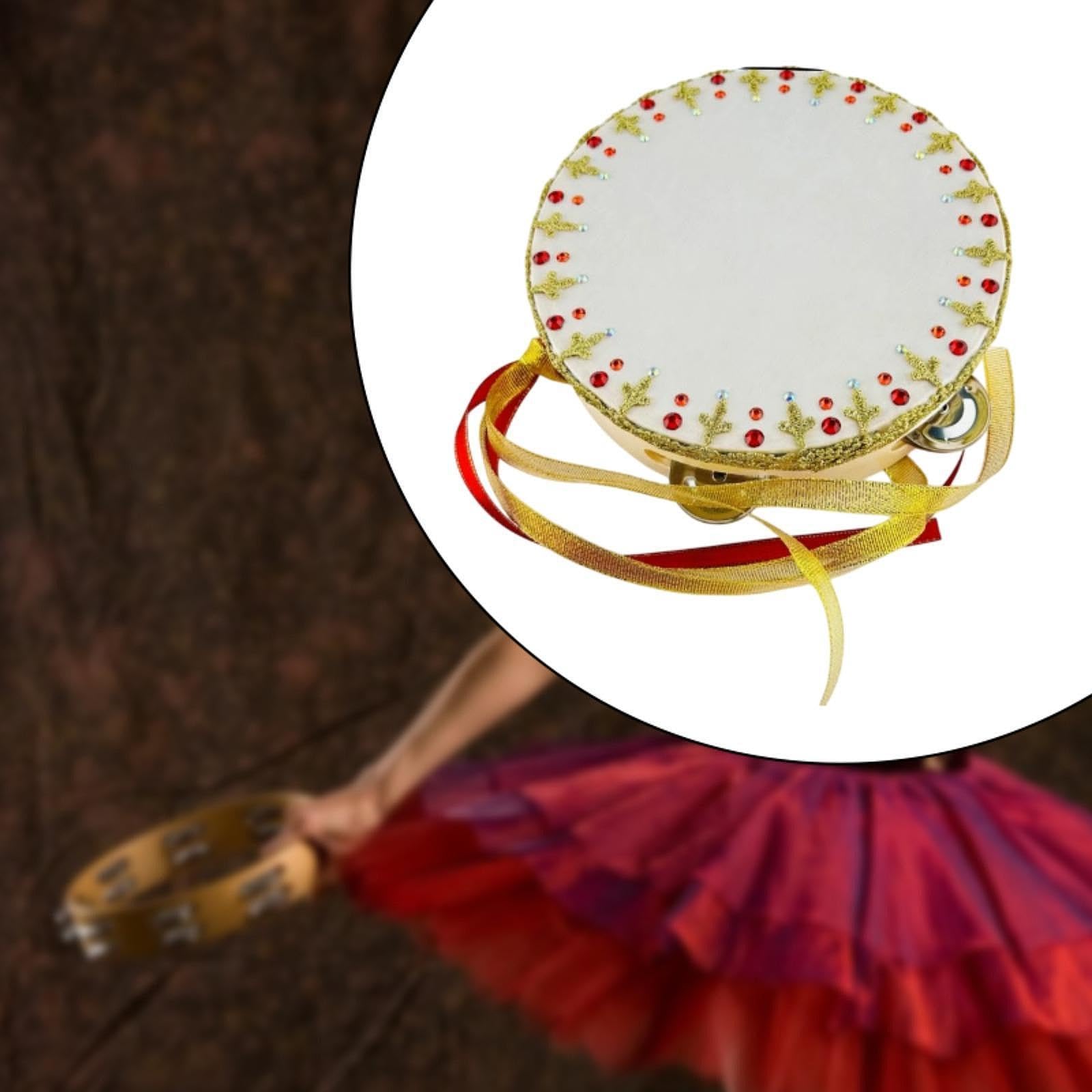 Ballet Tamburin Handgefertigtes Tanzinstrument Percussion Holztamburin Handtrommel für Lernen für Tanzunterricht Heimdekoration Aufführung, 6 Inch