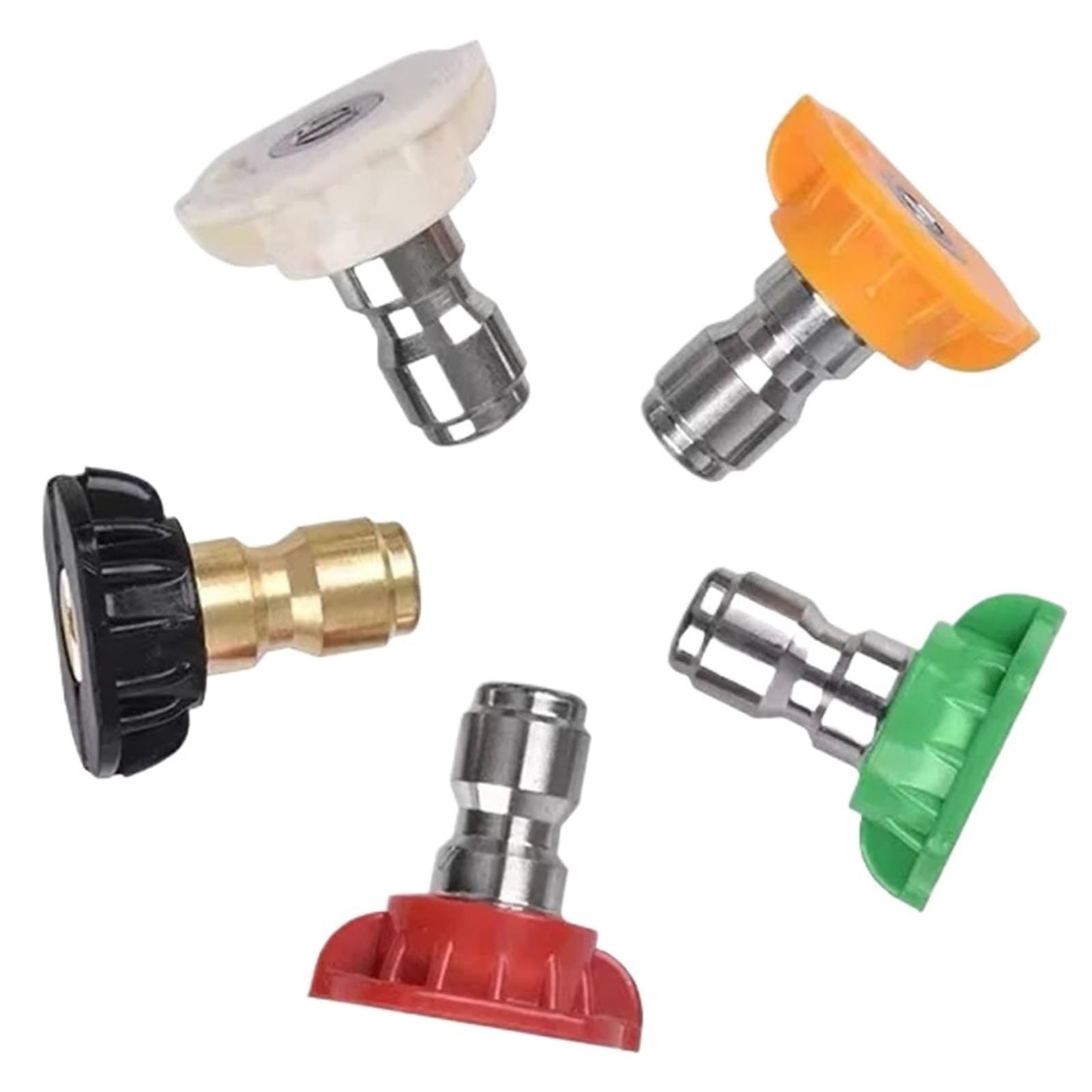 Ajhui Heavy Duty Pressure Washer Quick Release Adapter 1/4" Compatible With AR Blue Karcher LAVOR Black & Decker Bosch(Nozzles 5 pcs)