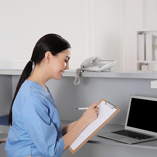 Miniatura 6 de Paquete de 4 portapapeles de madera, tableros de clip de 11 x 17 pulgadas con clip de perfil bajo, tablero horizontal de madera dura, portapapeles