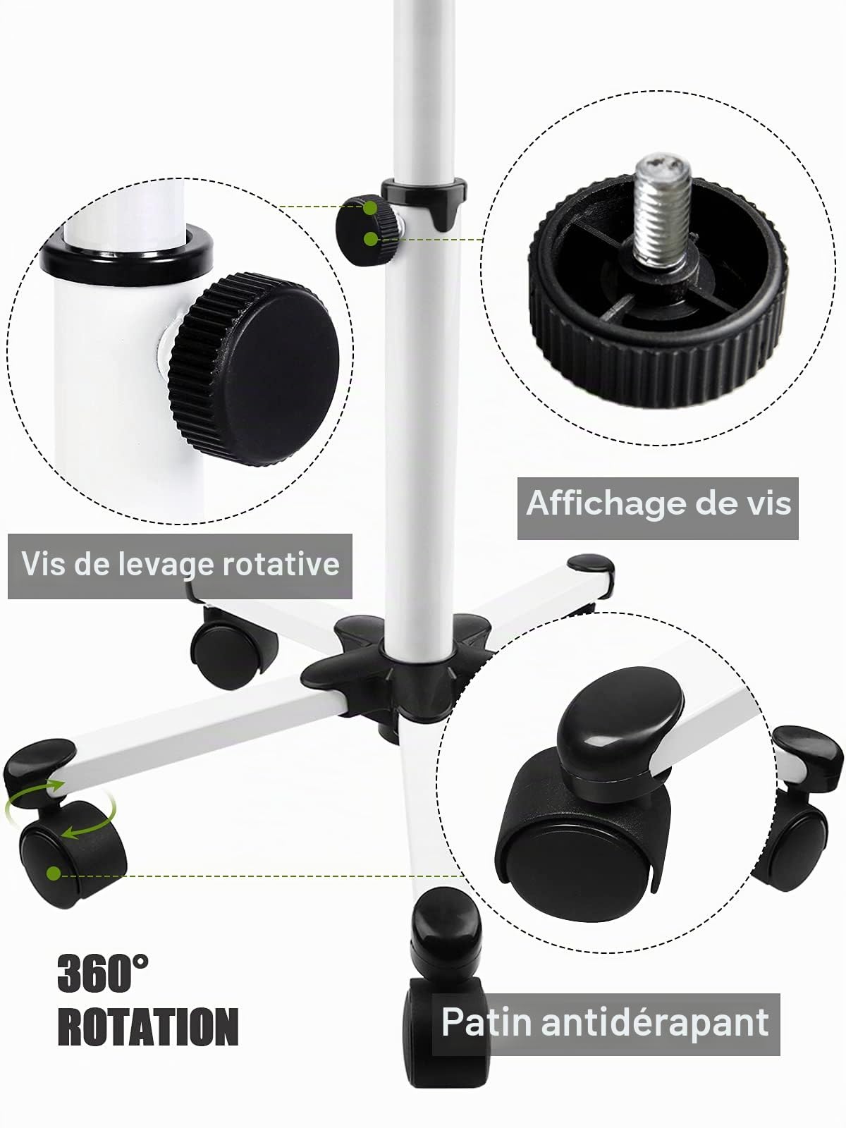 EBANKU Tabouret de Pédicure avec Roues, Ongles Réglable en Hauteur Repose-Pieds Soins des Jambes Équipement de Spa pour Salon de Beauté et Manucure
