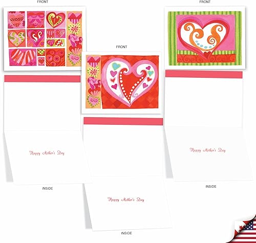 Miniatura 2 de Art Hearts - Paquete de 10 tarjetas para el día de la madre con sobre (3.9 x 5.1in), diseño de corazones