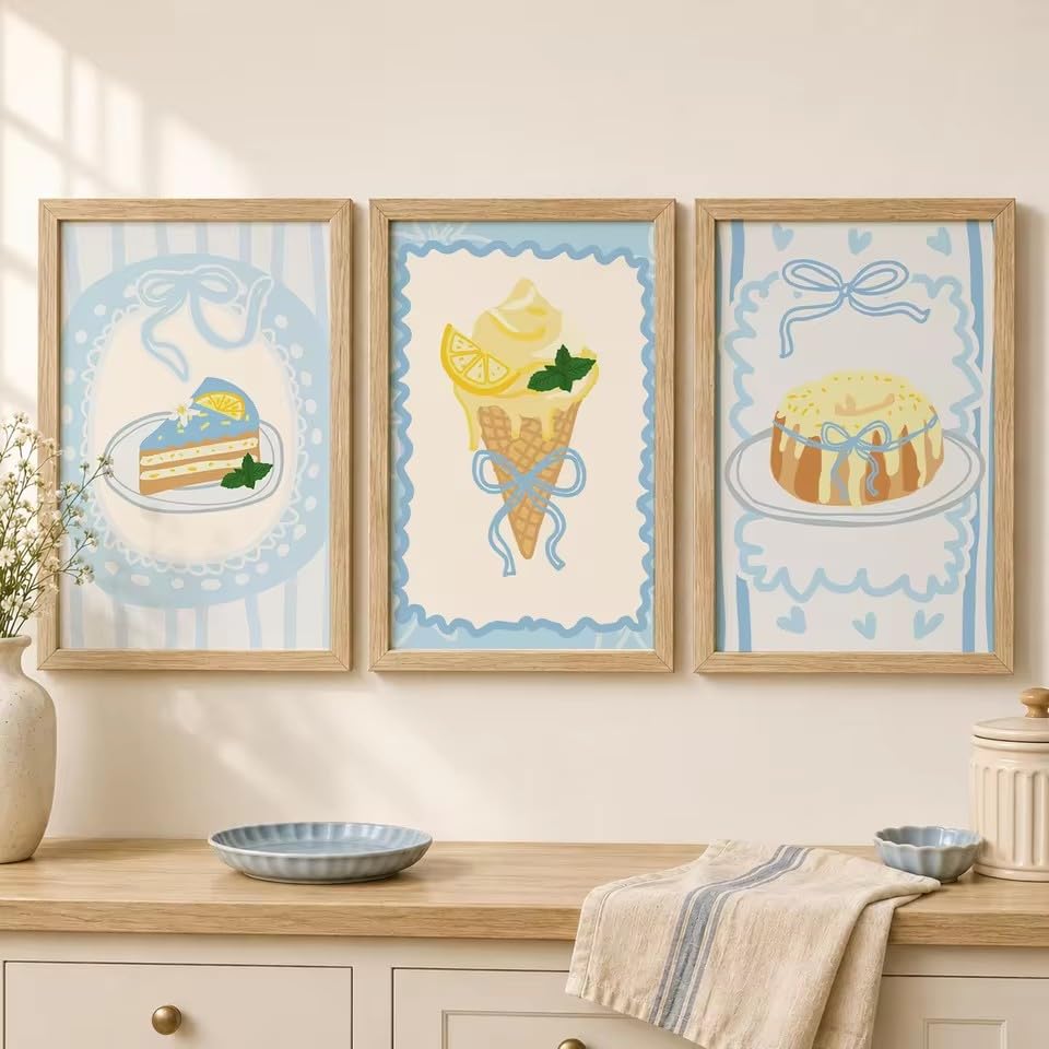 Cuadro decorativo nórdico de postre de limón para pared de comedor