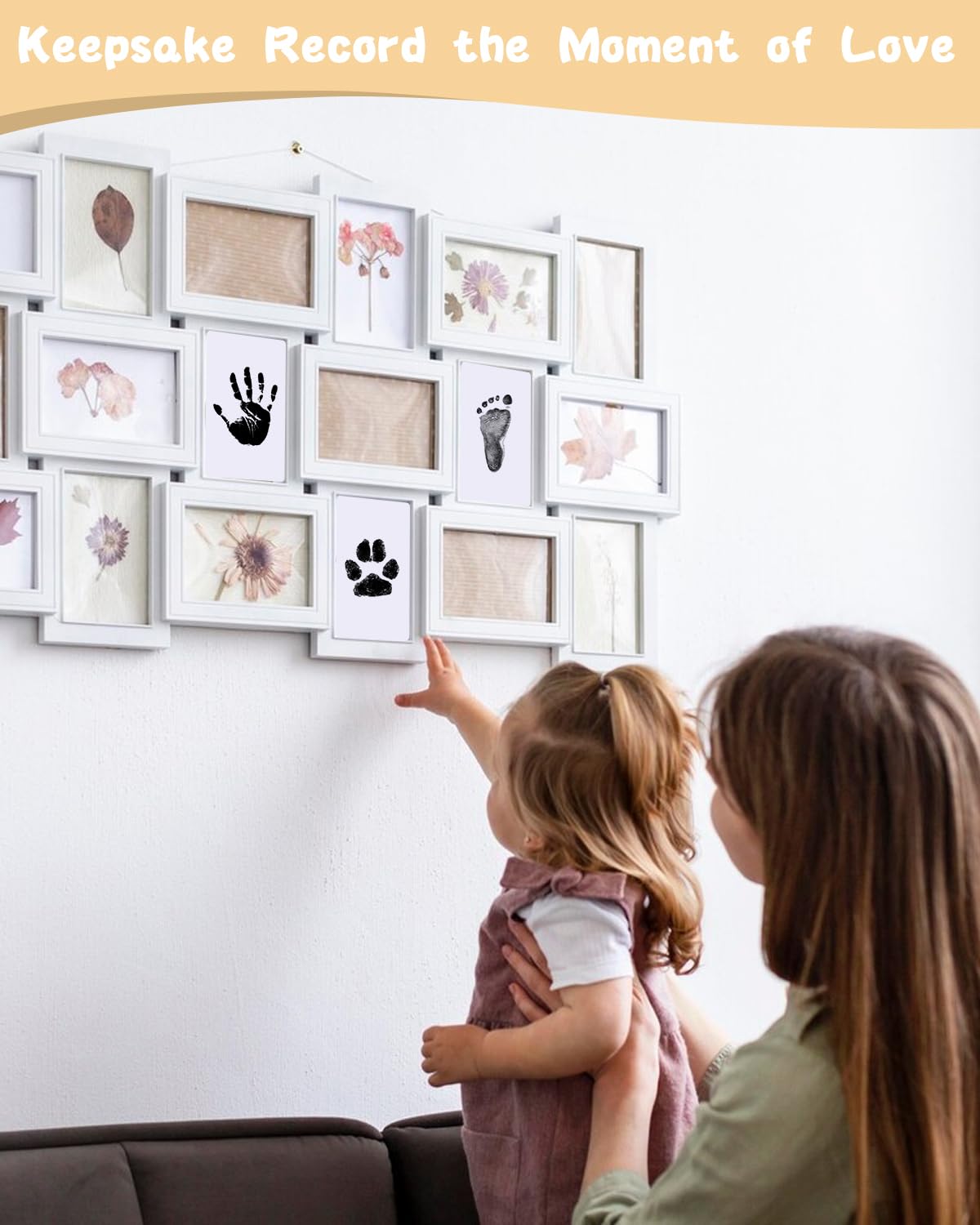 Kit d'empreintes de main et de pied pour bébé nouveau-né 0-6 mois, lot de 4, peau de bébé sans contact avec la couleur