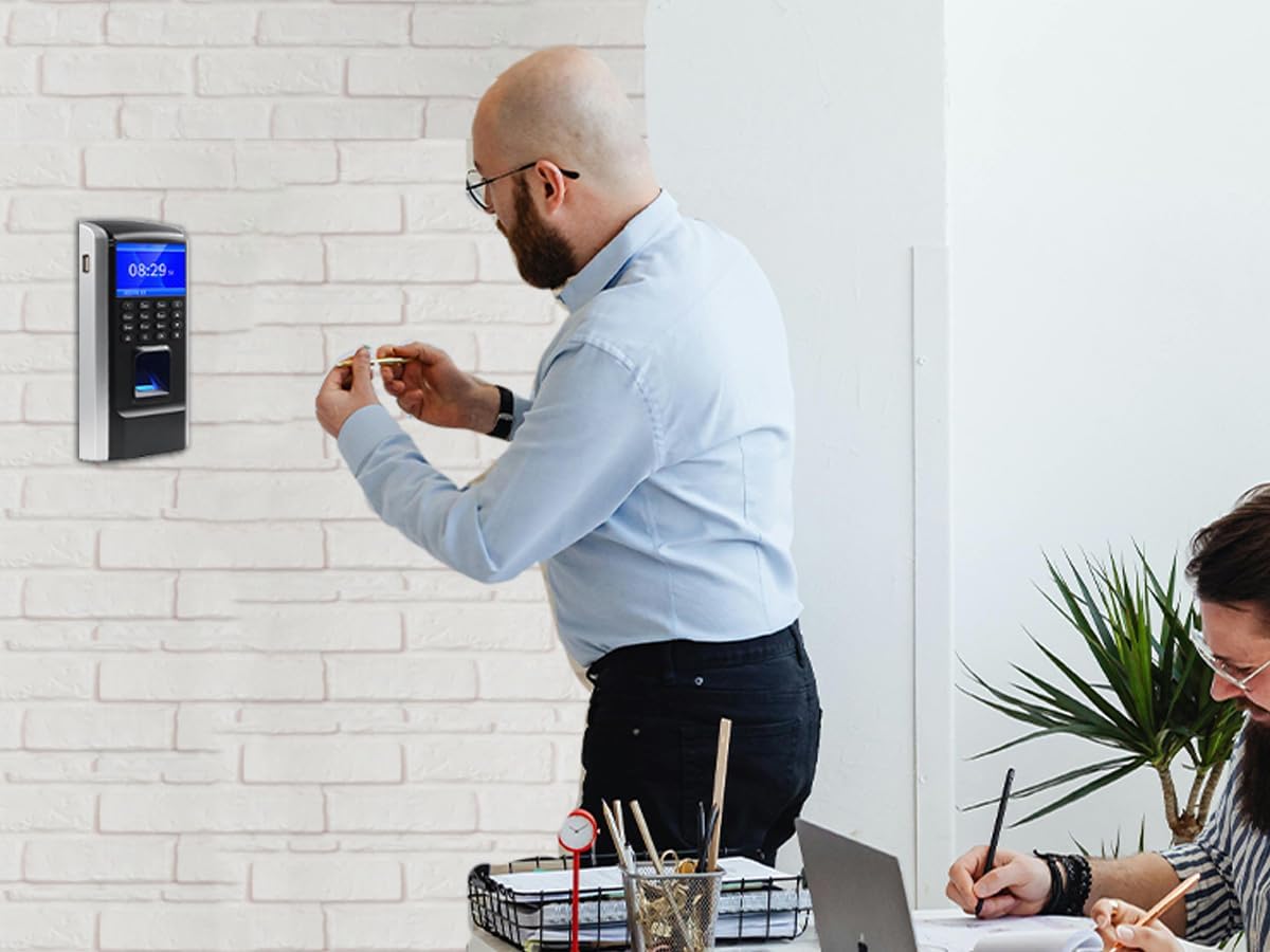 HDWR CTR12 Macchina per La Rilevazione Delle Presenze, Sistema Biometrico Avanzato di Impronte Digitali, Rilevatore Presenze Dipendenti, Password e Scheda RFID da 125 kHz