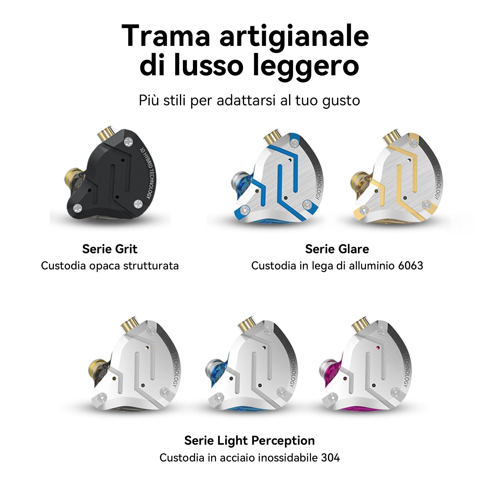Yinyoo KZ ZS10 Pro Auricolari In Ear Monitor Cablati, 4BA 1DD Cuffie IEM Ibridi con Piastre Acciaio,con Cavo 2 Pin 3.5mm 4 Paia di Gommini per Musicisti