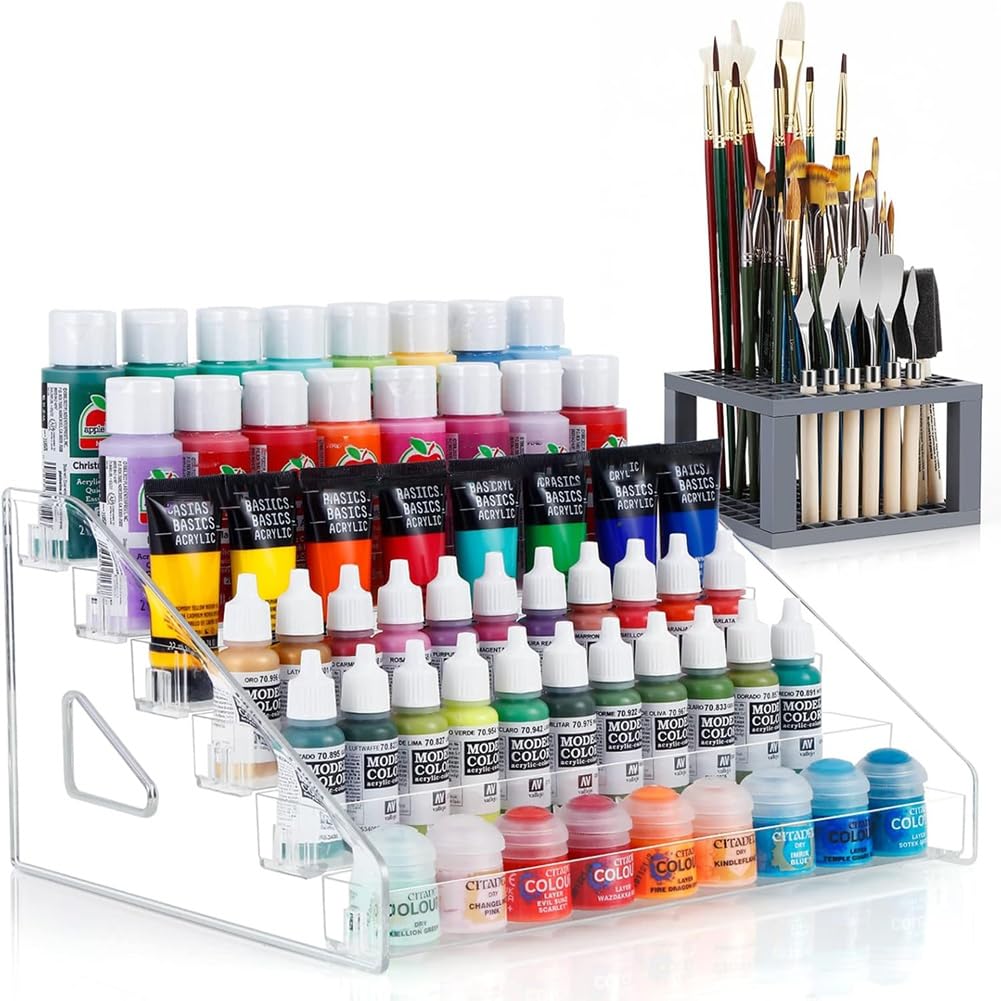 Boîte de rangement de peinture acrylique et organisateur 6 couches pour outils d'artisanat