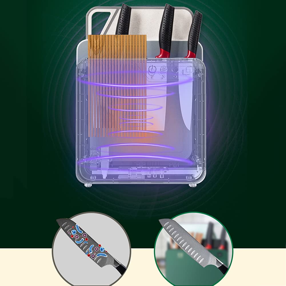 Bloque de cuchillos universal, rejilla para tablas de cortar, esterilización UV, secado, soporte para cubiertos, soporte inteligente para cuchillos, caja de desinfección para tablas de cortar