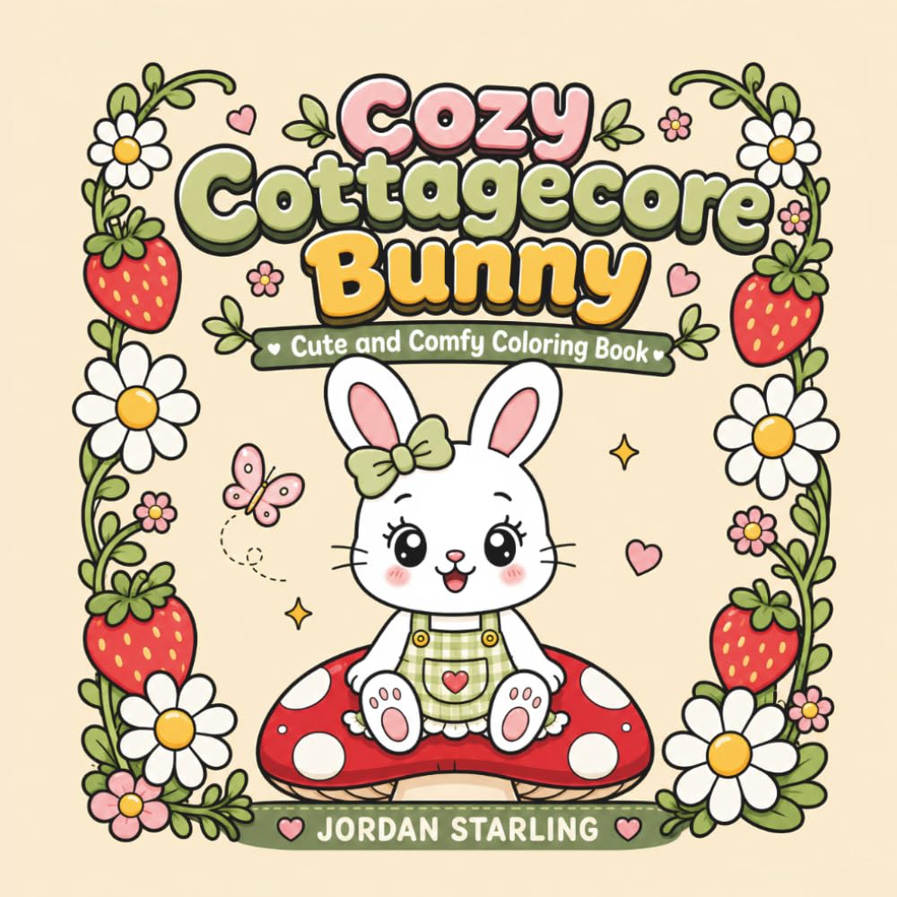 Cozy Cottagecore Bunny: Cute and Comfy Coloring Book for Adults & Teens with Bold Lines and Simple Designs for Stress Relief and Relaxation (Cozy Cottagecore Coloring)