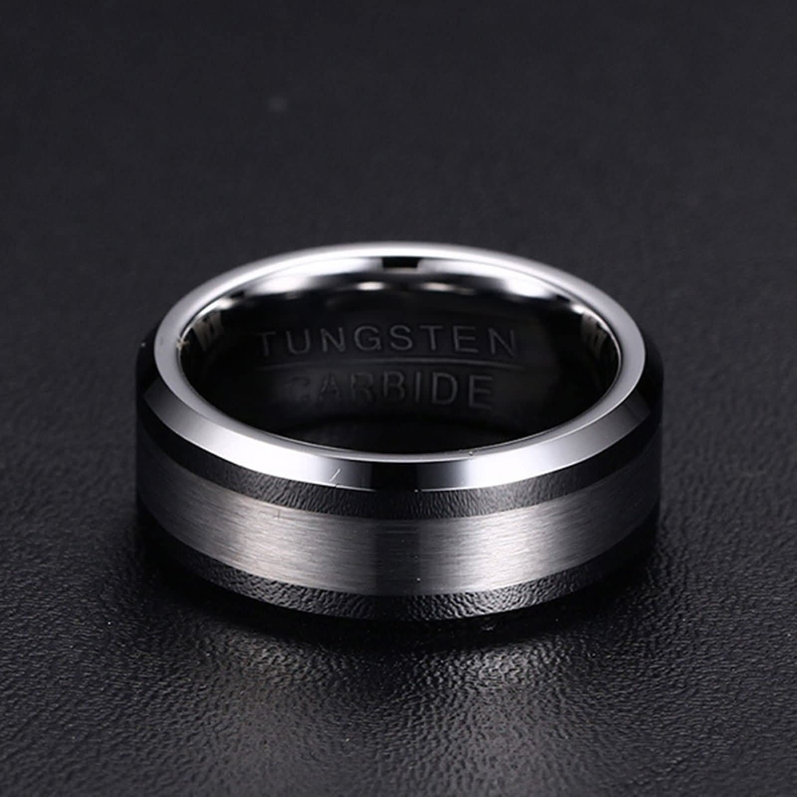Anelli Personalizzati con Nome,Anello Carbide Tungsteno Argento Oro Anello Rotondo Anello Coppia Matrimonio