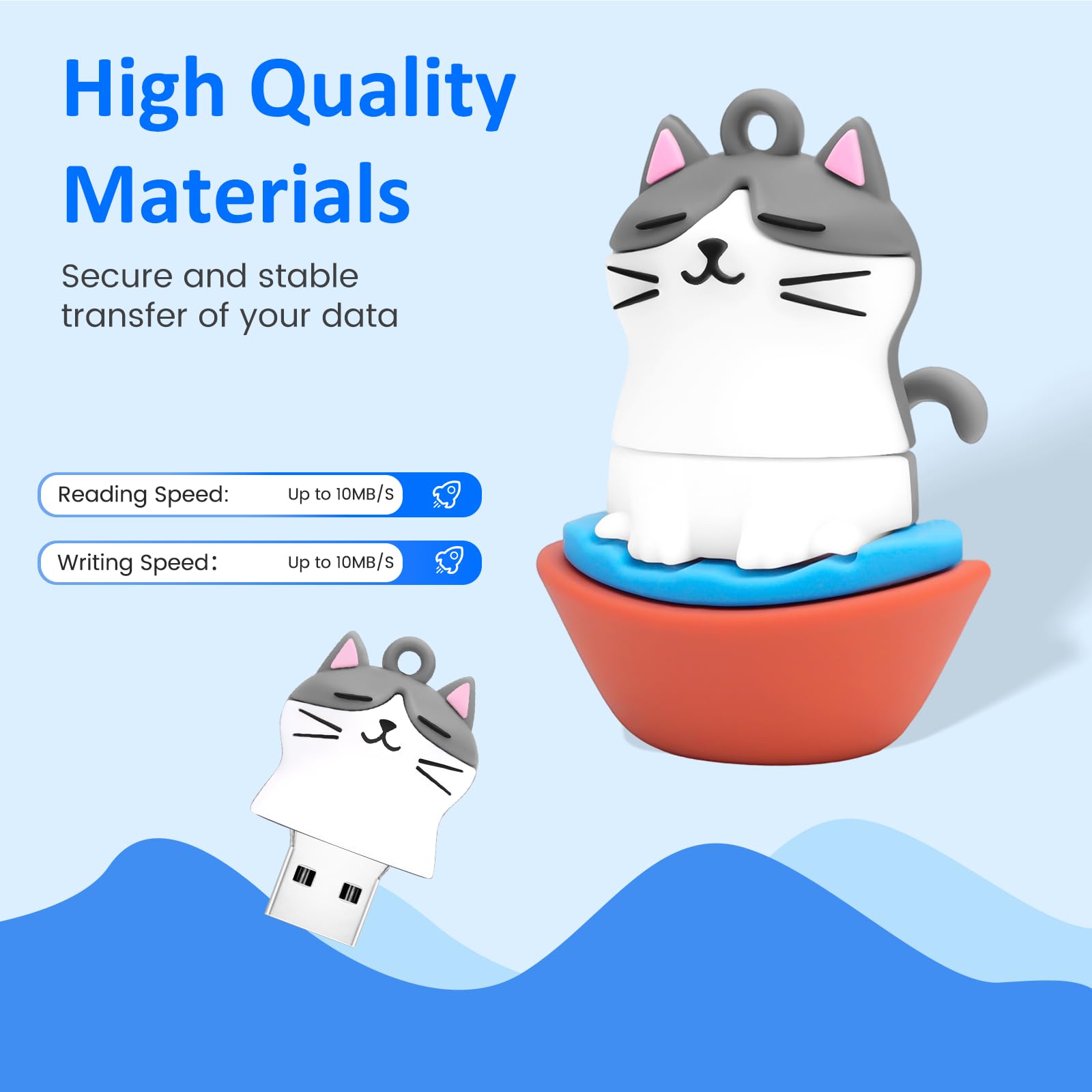 leizhan 32GB Chiavetta USB ad Alta Velocità Pen Drive Carino Gatto Design Memory Stick per la Famiglia Studente Amico - 3