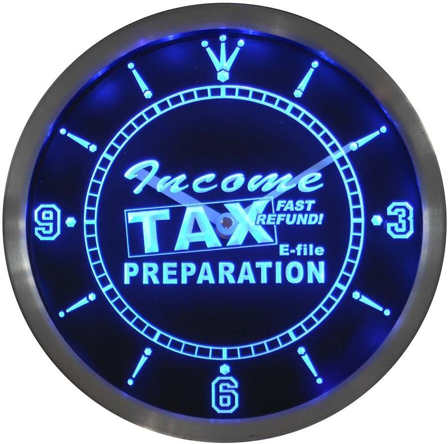 ADVPRO nc0415-b Income Tax Preparation e-File Service Neon Sign LED Wall Clock