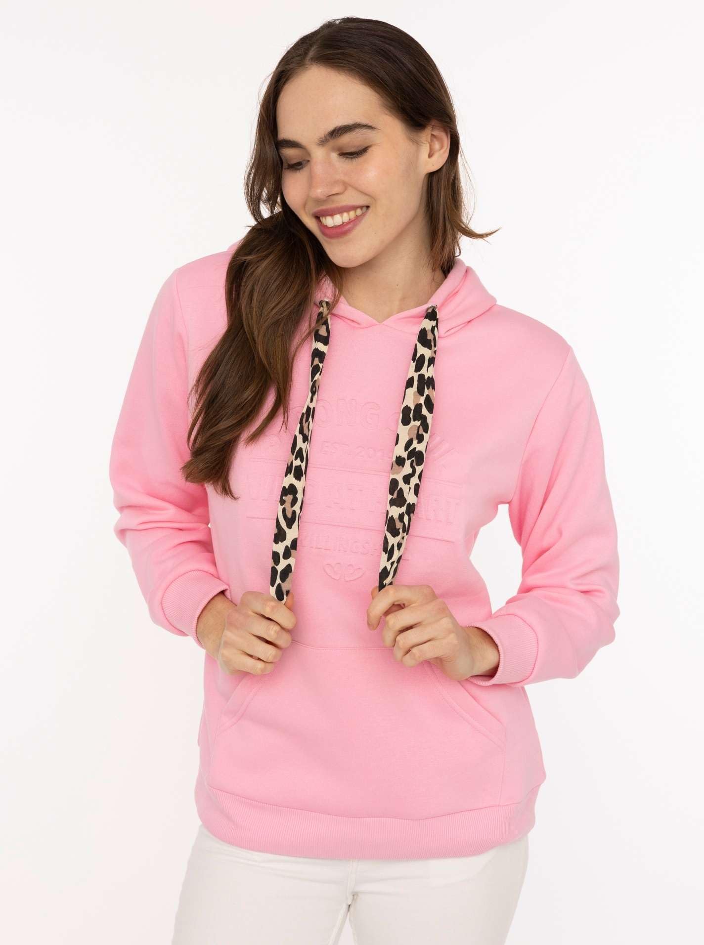 Zwillingsherz Damen Hoodie mit Kapuze – Kuscheliger Oversize Kapuzenpullover – Weicher Sweatshirt Pullover mit süßer Leo Kordel– Stylischer Look für Frühling, Herbst & Winter – Loungewear Mode