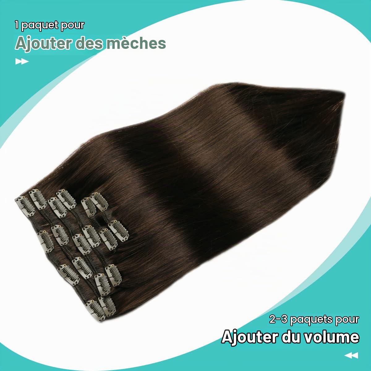 SURNEL Extension Clip Cheveux Humain 6pcs/120g 22"/55cm (#2-22")